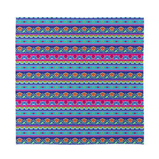 Boho Indian Lotus Pattern Print Silk Bandana