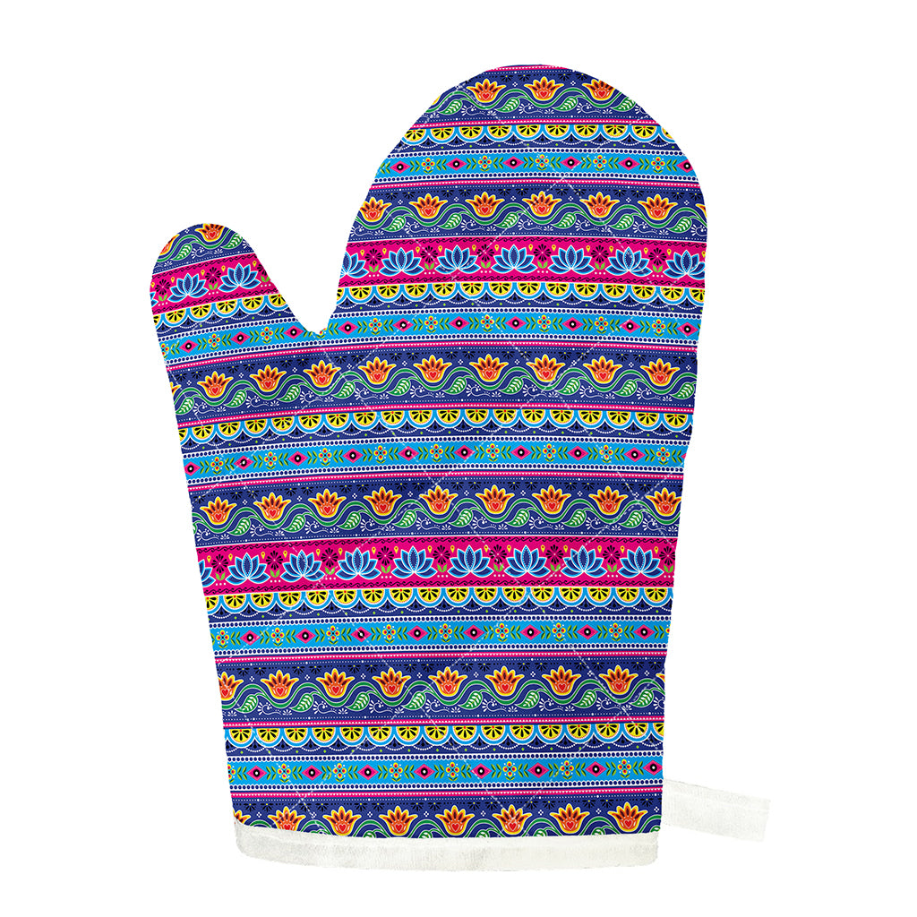 Boho Indian Lotus Pattern Print Single Oven Mitt