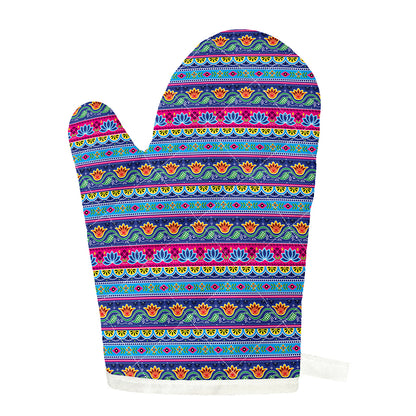Boho Indian Lotus Pattern Print Single Oven Mitt