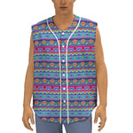 Boho Indian Lotus Pattern Print Sleeveless Baseball Jersey