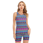 Boho Indian Lotus Pattern Print Sleeveless One Piece Swimsuit