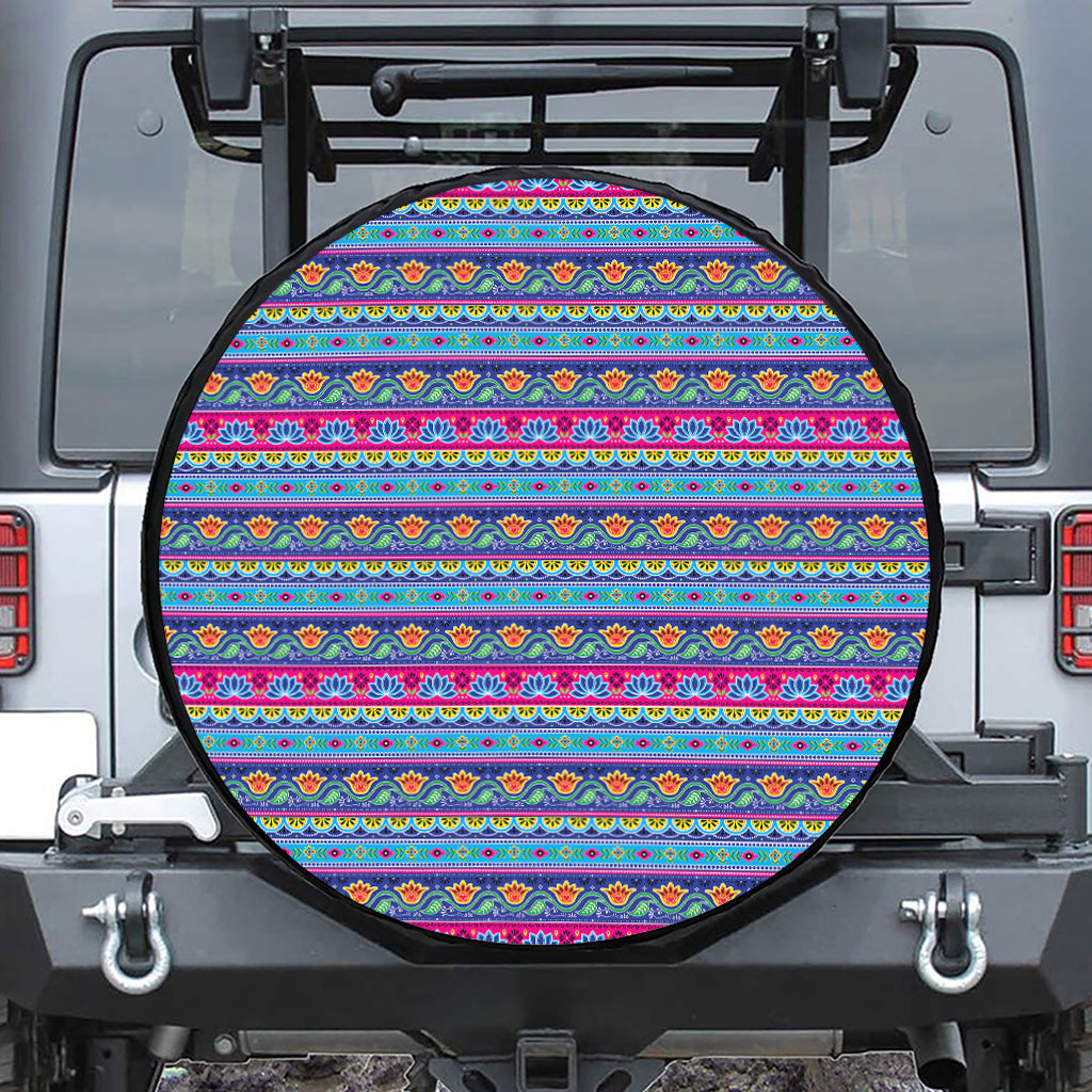 Boho Indian Lotus Pattern Print Tire Cover