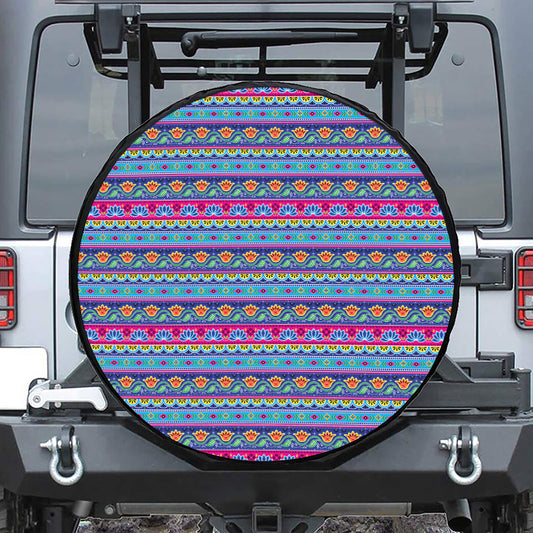 Boho Indian Lotus Pattern Print Tire Cover