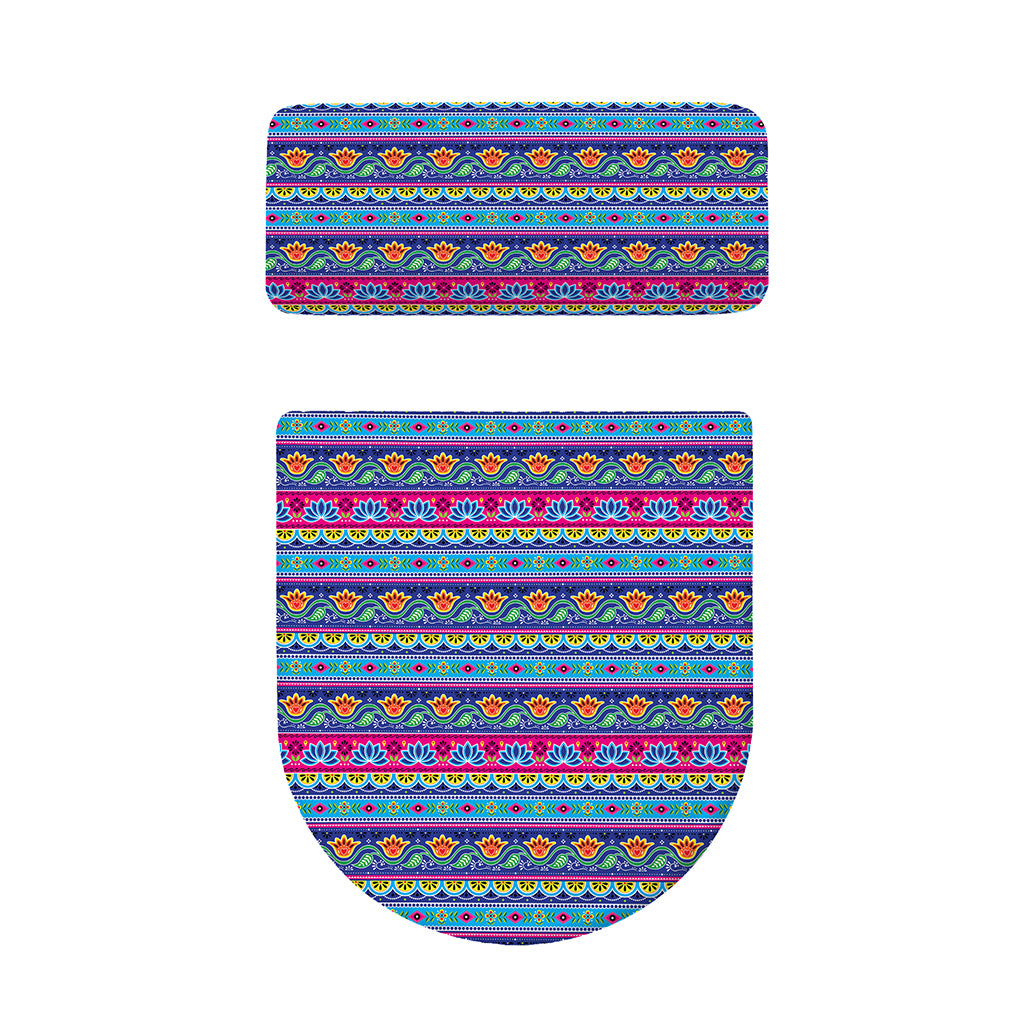 Boho Indian Lotus Pattern Print Toilet Lid And Tank Cover Set
