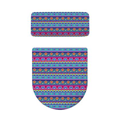 Boho Indian Lotus Pattern Print Toilet Lid And Tank Cover Set
