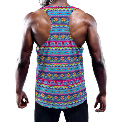Boho Indian Lotus Pattern Print Training Tank Top