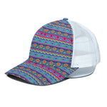 Boho Indian Lotus Pattern Print White Mesh Trucker Cap