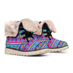 Boho Indian Lotus Pattern Print Winter Boots