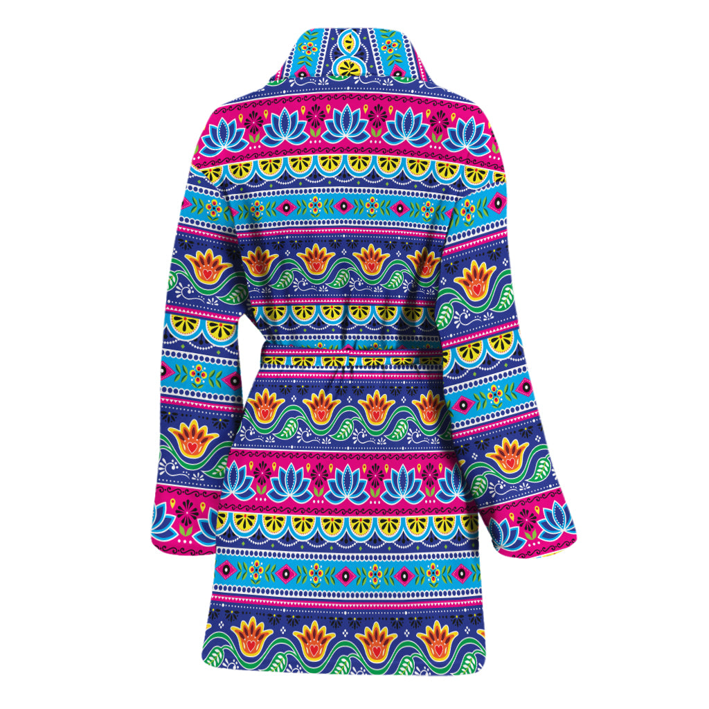 Boho Indian Lotus Pattern Print Women's Bathrobe