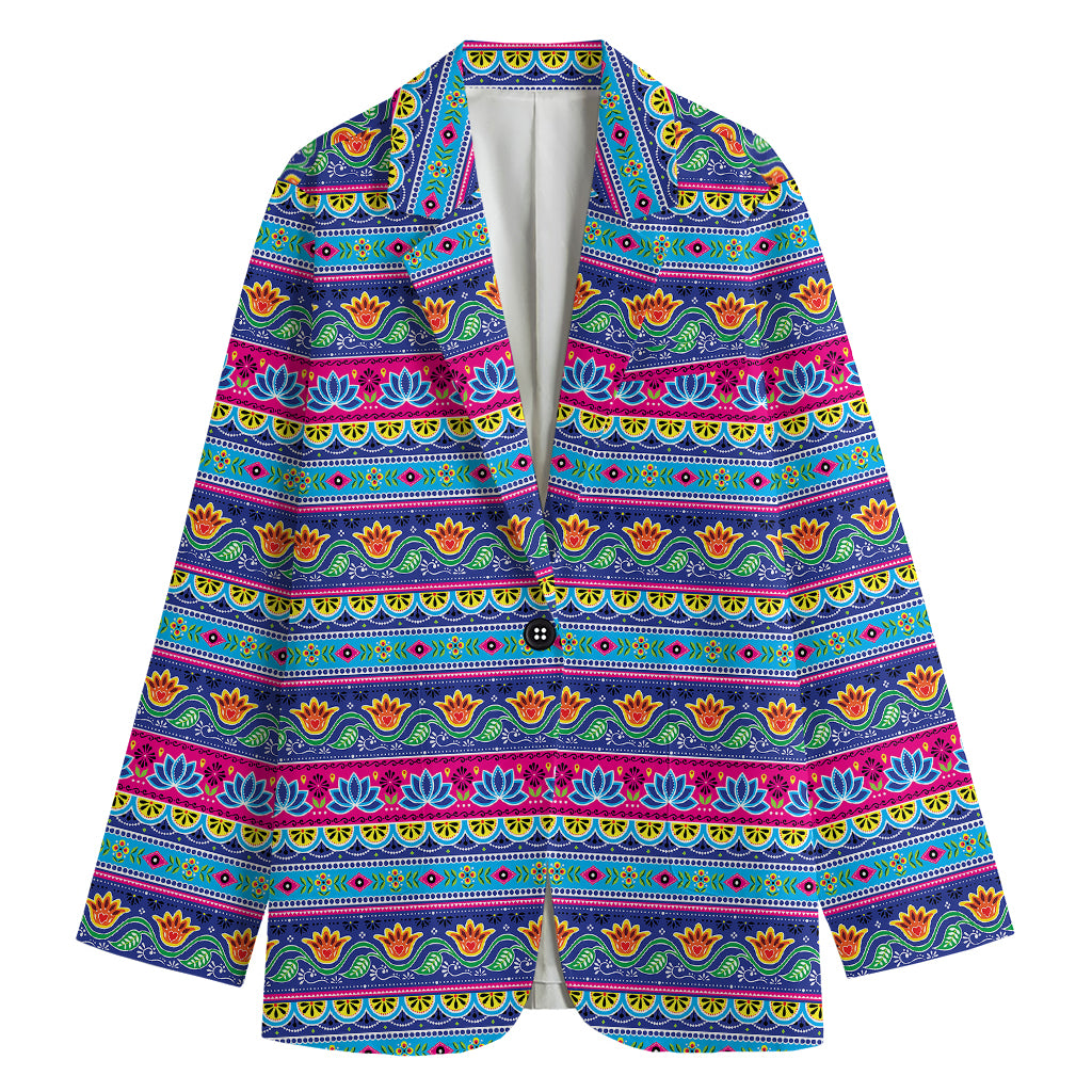 Boho Indian Lotus Pattern Print Women's Blazer