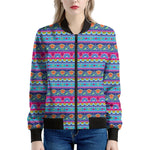 Boho Indian Lotus Pattern Print Women's Bomber Jacket