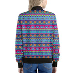 Boho Indian Lotus Pattern Print Women's Bomber Jacket