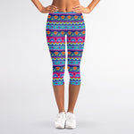 Boho Indian Lotus Pattern Print Women's Capri Leggings