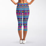 Boho Indian Lotus Pattern Print Women's Capri Leggings