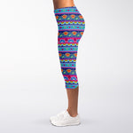 Boho Indian Lotus Pattern Print Women's Capri Leggings
