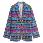 Boho Indian Lotus Pattern Print Women's Cotton Blazer