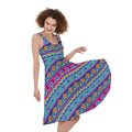 Boho Indian Lotus Pattern Print Sleeveless Knee Length Dress