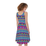 Boho Indian Lotus Pattern Print Women's Sleeveless Dress