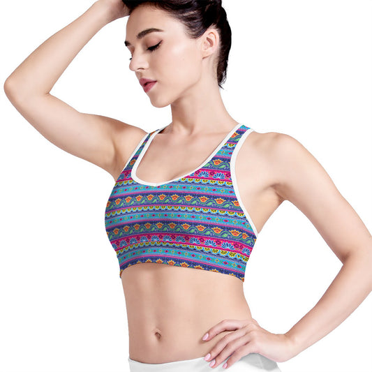 Boho Indian Lotus Pattern Print Women's Sports Bra