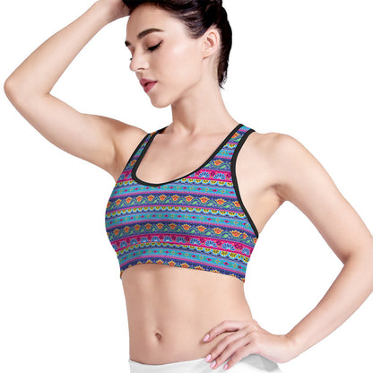 Boho Indian Lotus Pattern Print Women's Sports Bra