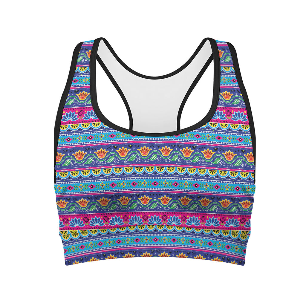 Boho Indian Lotus Pattern Print Women's Sports Bra