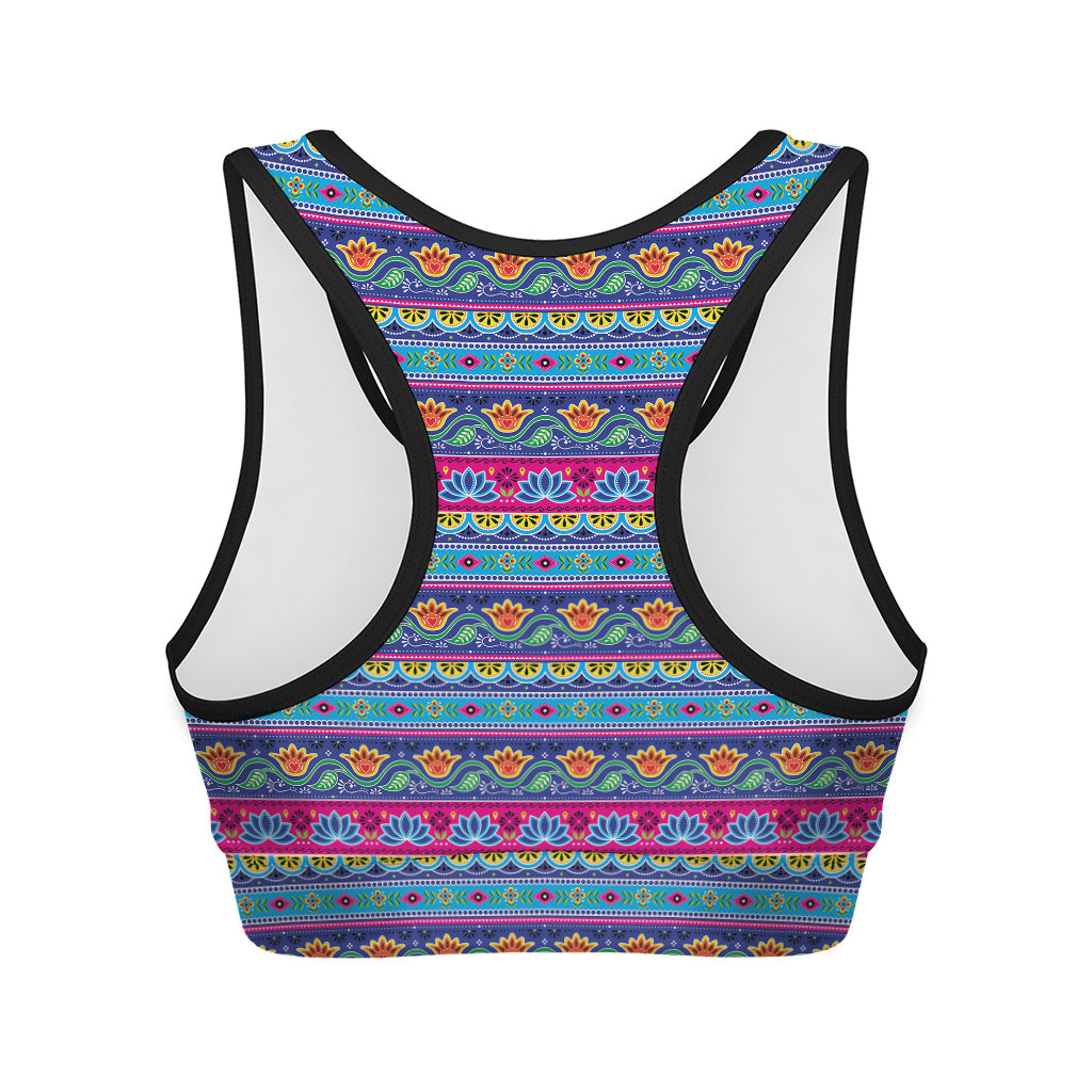 Boho Indian Lotus Pattern Print Women's Sports Bra