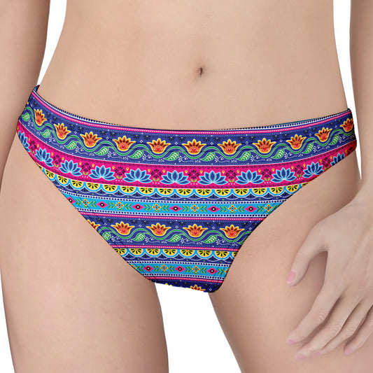 Boho Indian Lotus Pattern Print Women's Thong
