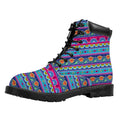 Boho Indian Lotus Pattern Print Padded Collar Lace Up Boots