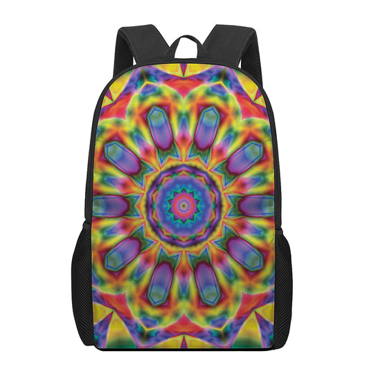 Boho Kaleidoscope Print 17 Inch Backpack
