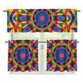 Boho Kaleidoscope Print 3 Piece Kitchen Curtains