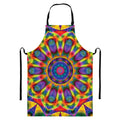 Boho Kaleidoscope Print Bib Apron With Pocket