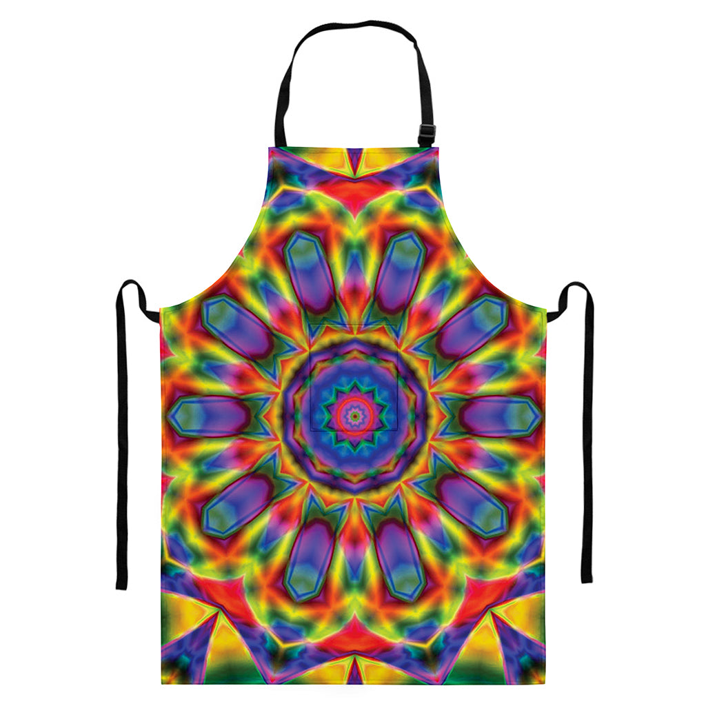 Boho Kaleidoscope Print Bib Apron With Pocket