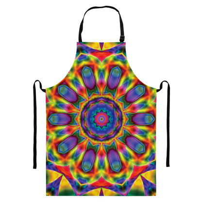 Boho Kaleidoscope Print Bib Apron With Pocket