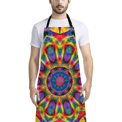 Boho Kaleidoscope Print Bib Apron With Pocket