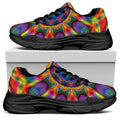 Boho Kaleidoscope Print Black Chunky Shoes