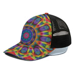Boho Kaleidoscope Print Black Mesh Trucker Cap