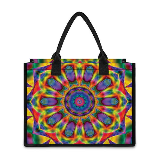 Boho Kaleidoscope Print Canvas Tote Bag
