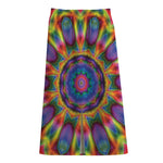 Boho Kaleidoscope Print Cotton Front Slit Maxi Skirt