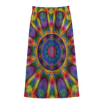 Boho Kaleidoscope Print Cotton Front Slit Maxi Skirt