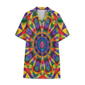 Boho Kaleidoscope Print Cotton Hawaiian Shirt