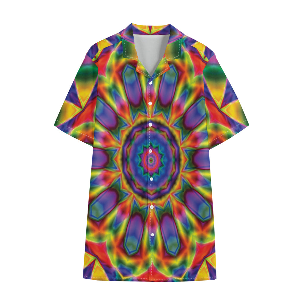 Boho Kaleidoscope Print Cotton Hawaiian Shirt