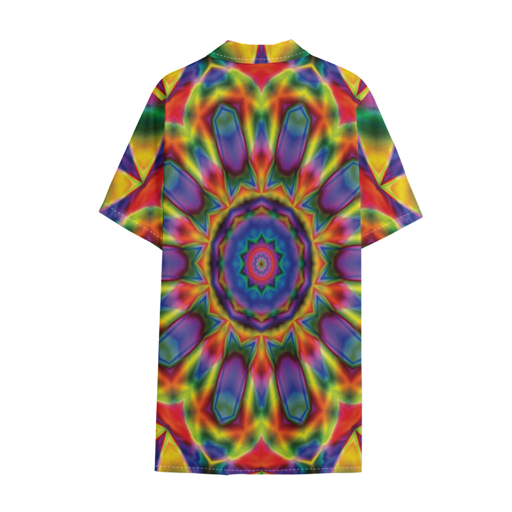 Boho Kaleidoscope Print Cotton Hawaiian Shirt