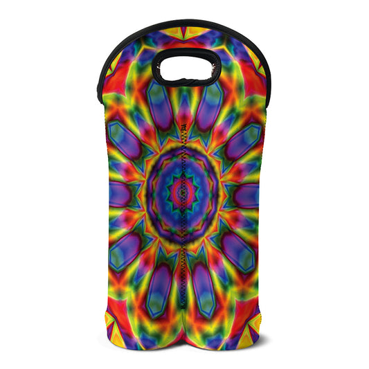 Boho Kaleidoscope Print Double Neoprene Wine Tote