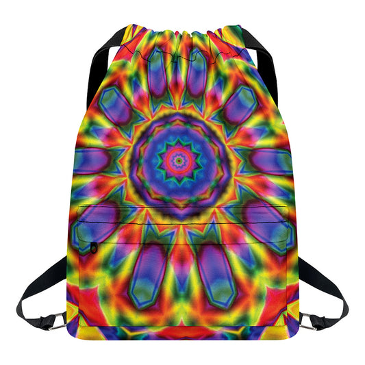 Boho Kaleidoscope Print Drawstring Backpack