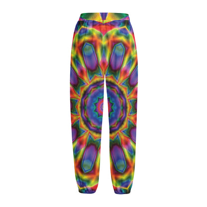 Boho Kaleidoscope Print Fleece Lined Knit Pants