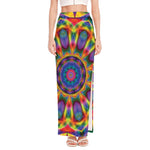 Boho Kaleidoscope Print High Slit Maxi Skirt