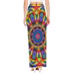 Boho Kaleidoscope Print High Slit Maxi Skirt
