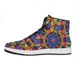 Boho Kaleidoscope Print High Top Leather Sneakers