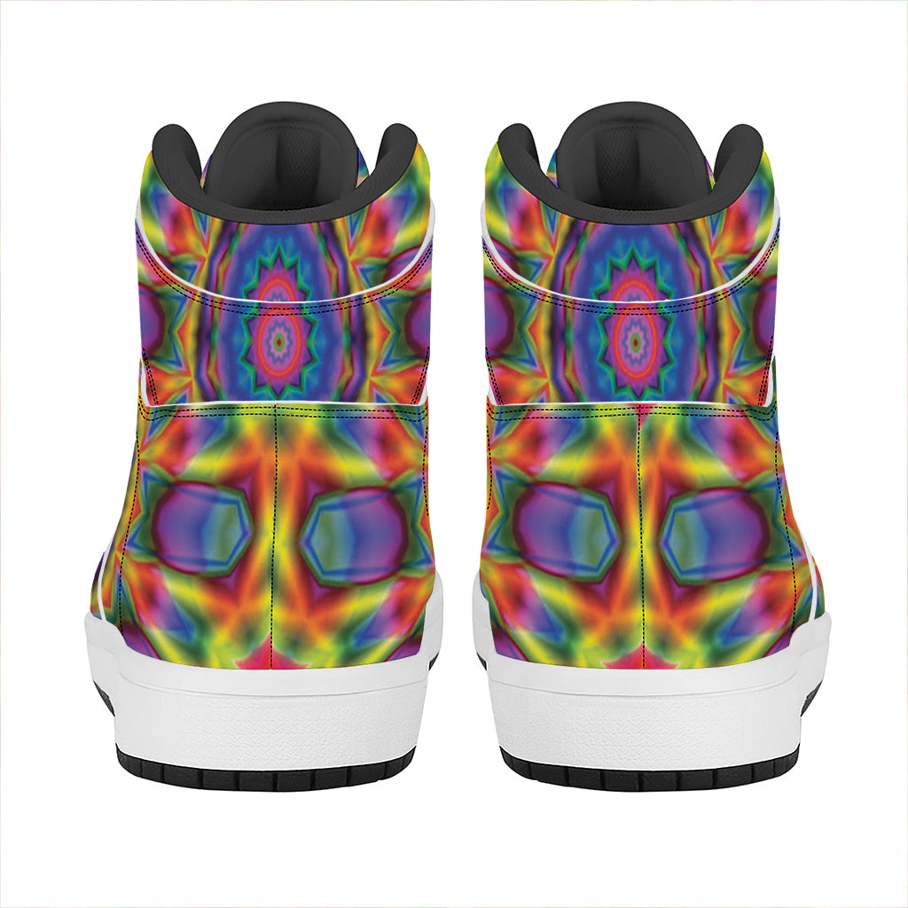 Boho Kaleidoscope Print High Top Leather Sneakers