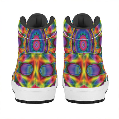 Boho Kaleidoscope Print High Top Leather Sneakers